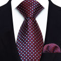 New Design Green Brown Red Necktie Set Polyester Pocket Square Tie Set Classic Polka Dot Tie For Men Daily Wear Shirt Accessor. 