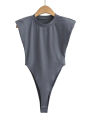 tops women Summer one-pieces bodycon bodysuit padded shoulder bodysuit black sleeveless body suits for women white. 