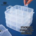 Stackable 2 And 3 Layer Storage Box Organizer. 