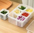 Refrigerator Storage Box 6 Grid Food Vegetable Fruit Storage Box Fridge Organizer Drain Basket Meat Onion Ginger Clear Crisper. 