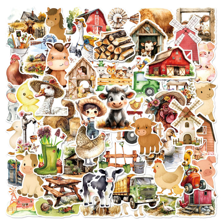 50PCS Fairy Tale Cartoon Farm Graffiti Stickers Car Window Water Cup ...