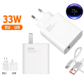 33W USB Charger Quick Charge Mobile Phone Power Adapter For Xiaomi Huawei 6A USB Type C Cable QC 3.0 Fast Charger Data Cable Set. 