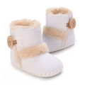 White Baby Autumn Winter Boots Baby Girl Boys Winter Warm Shoes Solid Fashion Toddler Fuzzy Balls First Walkers Kid Shoes 0-18M. 