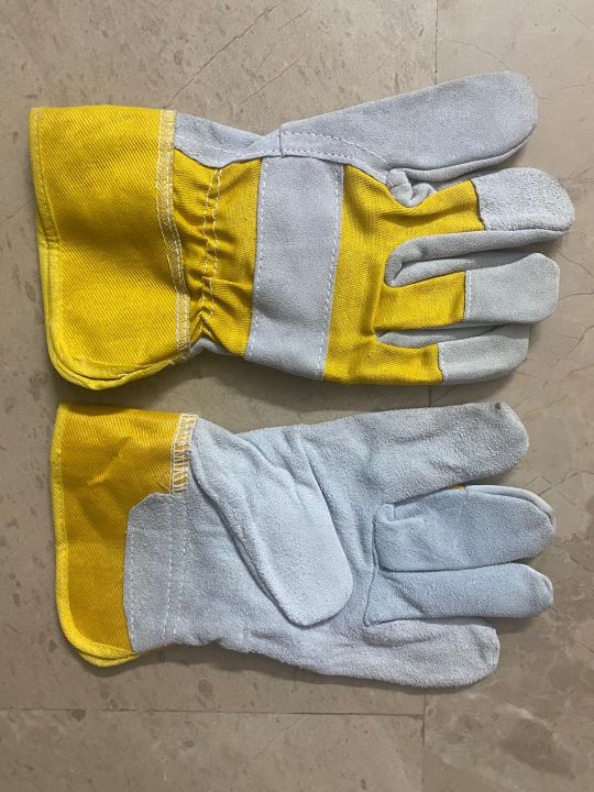 Leather working gloves yellow 707