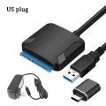 SATA to USB 3.0 Adapter Cable for 3.5/2.5 Inch SSD HDD SATA III Hard Drive Disk Converter Support UASP with 12V Power Adapter. 