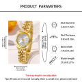 1 PCs Fashion Gold Steel Band Women's Quartz Watch. 
