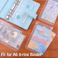8pcs 6-Ring PVC Binder Pockets A7 A6 A5 Budget  Envelopes Zipper Folders Loose Leaf Bags Document Pouch Filing Bags. 