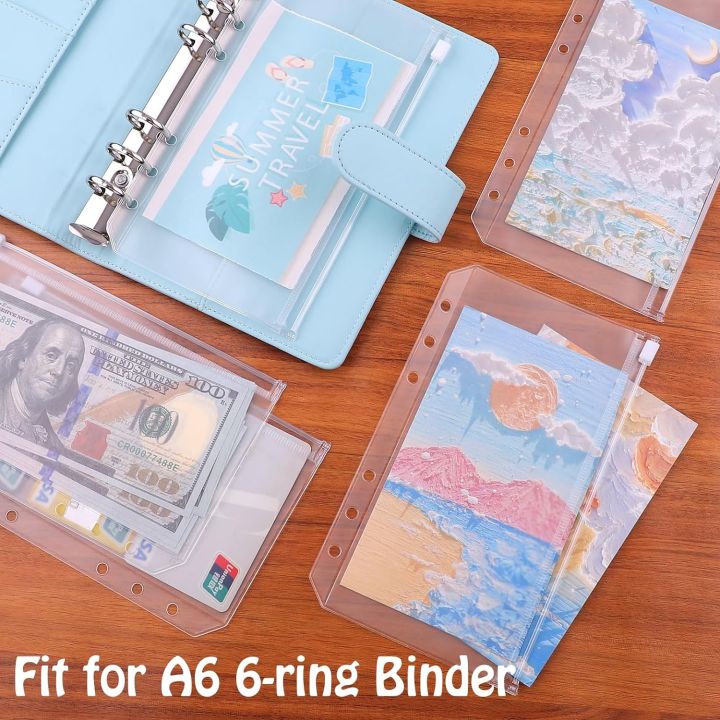 8pcs%206-Ring%20PVC%20Binder%20Pockets%20A7%20A6%20A5%20Budget%20%20Envelopes%20Zipper%20Folders%20Loose%20Leaf%20Bags%20Document%20Pouch%20Filing%20Bags%20-%20Image%204