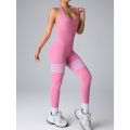 New Neckband Jumpsuits Women Striped Skinny Bodysuit Seamless  Backless Sportwear Workout Running Yoga Jumpsuit Pants. 