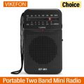 VIKEFON Portable AM FM Pocket Radio Two Band Mini Radio with Headphone Jack 2 *AA Battery Powered Crystal Radio for Home Outdoor. 
