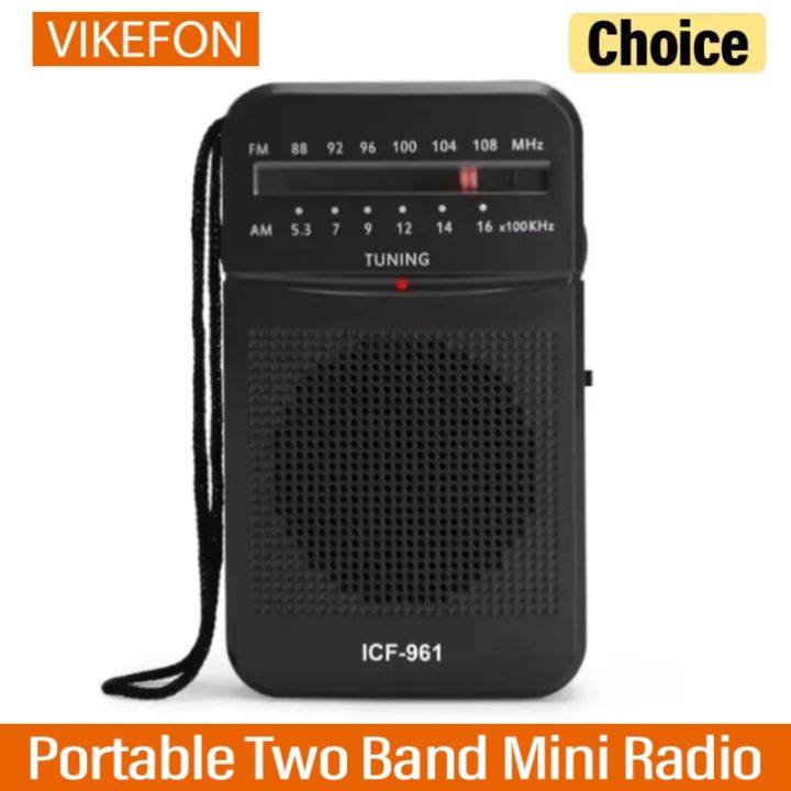 VIKEFON Portable AM FM Pocket Radio Two Band Mini Radio with Headphone Jack 2 *AA Battery Powered Crystal Radio for Home Outdoor