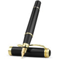 STONEGO 0.38mm Extra Fine Nib Fountain Pen, Black Metal Calligraphy Writing Gift Pen. 