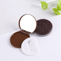 Portable Mini Pocket Mirror With Comb Brown Cute Chocolate Cookie Shaped Design Mirror Makeup Chocolate Folding Comb Makeup Gift. 