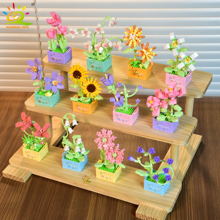 HUIQIBAO%20MOC%20Flower%20Succulent%20Potted%20Model%20Building%20Block%20DIY%20Eternal%20Bouquet%20Home%20Desk%20Plant%20Decor%20Brick%20Girl%20%20Children%20Toy%20-%20Image%203
