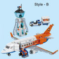 3in1 City Series Aviation Cargo Plane Helicopter Airport Airbus Airplane Control Tower DIY Building Blocks Toy Set Kids Boy . 