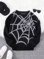 New Popular Autumn and Winter Spider Web Jacquard Pattern Pullover Sweater Casual Round Neck Knitted Men's Pullover. 