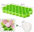 Ice Cube Trays Silicone Ice Cube Molds, Easy-Release and Flexible 37 Ice Trays BPA Free, for Whiskey Cocktail, Stackable and Safe Ice Cube Honeycomb Small Cubes Fridge Bar Soft Tray (with Lid). 