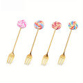 4PCS Stainless Steel Creative Candy Donut Dessert Fork Coffee Spoon Stirring Spoon Cartoon Creative Fork.
