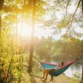 Double Person Portable Travel Camping Hammock 2 in 1 mix colour. 