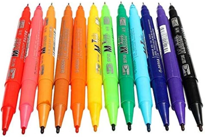 different colourfull twin marker double headed marker and tip liner  Pack of 4/8 art marker fancy marker