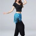 Belly Dance Waist Chain New Glitter Layer Tassel Waist Cover Indian Dance Performance Practice Strap Hip Scarf Skirt Waist Scarf.