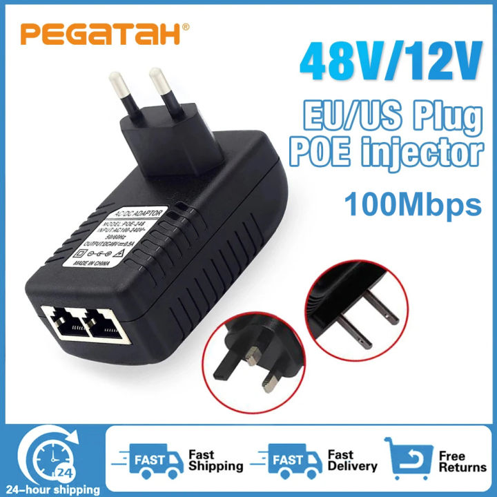 48V/12V POE injector Ethernet CCTV Power Adapter 0.5A /2A 24W POE for IP camera IP Phones POE Switch Power Adapter EU/US Option