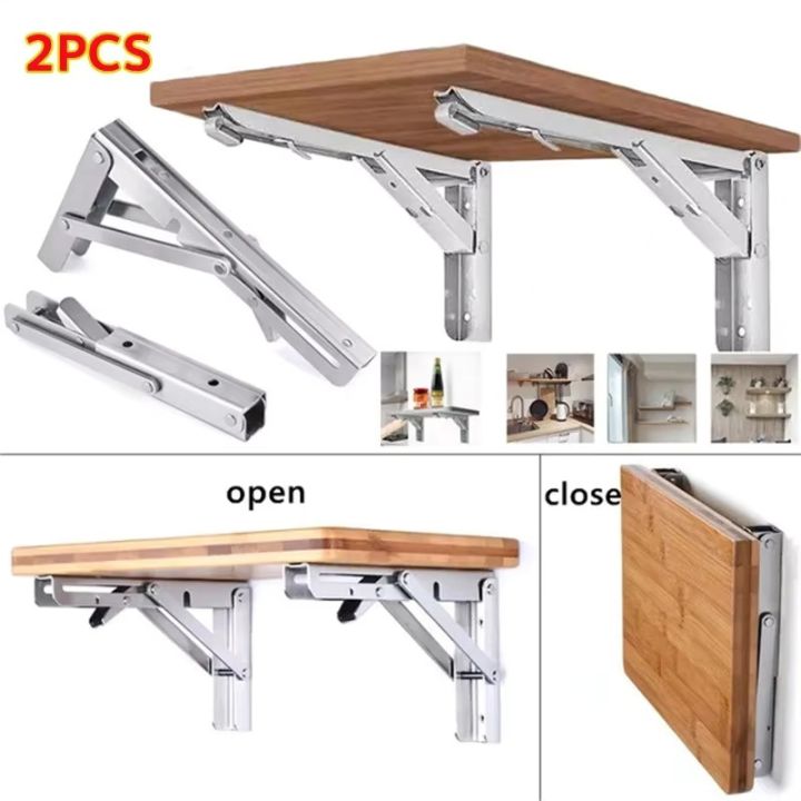 2Pcs%20Triangle%20Folding%20Angle%20Shelf%20Bracket%20Heavy%20Duty%20Stainless%20Steel%20Collapsible%20Shelf%20Bracket%20for%20Table%20Work%20Bench%20Wall%20Mounted%20-%20Image%204