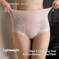 High-Waist Lace Slimming Panties - Women's Ice Silk Triangle Underwear, Seamless Tummy Control & Fashion Design. 