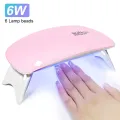 6W Mini Nail Dryer Machine Portable 6 LED UV Manicure Lamp Home Use Nail Lamp For Drying Polish Varnish With USB Cable. 