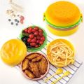 Burger Lunch Box  Hamburger shape Lunch Box For School Kids Picnic Plastic Lunch Box. 