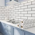 Kitchen Cabinets Wallpaper Wall Stickers White Brick Waterproof and Oil Resistant 40cm High Temperature Resistance Adhesive Home. 