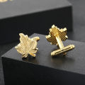 New Tide Alloy Leaf Men's Cufflinks Simple Maple Leaf Metal Sleeve Studs Button Retro Solid Shirt Button Dress Accessories. 