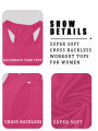 Super Soft Cross Backless Workout Tops for Women Racerback Tank Tops Open Back Running Muscle Tank Yoga Shirts.