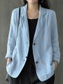 ZANZEA Women Summer Blazer Thin Stylish Long Sleeve Lapel Neck Blazer Vintage Solid Buttons Down Outwear Casual Suits Coats. 