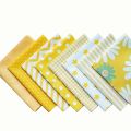8pcs Yellow Floral Polka Dot Cotton Fabric | Precut Squares for Quilting DIY Crafts. 