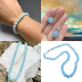 1 Strand 4/6/8mm Natural Aquamarines Stone Beads Blue Round Gemstone Bead for Jewelry Making DIY Bracelet Necklace Accessories.