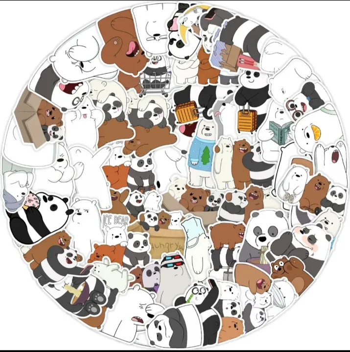 pack of 25 /50 Bare Bear stickers 🐻🐼🐻 for laptop ,computer ,phone ...