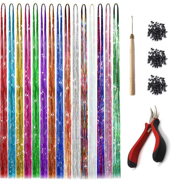 Hair%20Tinsel%20Kit%20With%20Tools%20200%20Strands%20Glitter%20Tinsel%20Hair%20Extensions%20Heat%20Resistant%20Highlights%20Sparkling%20Fairy%20Hair%20For%20Women%20-%20Image%203
