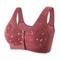【Popular】Plus Size Flower Print Wire Free No Pads Nursing Bra Mid-aged Mom Open Front Vest Brassiere Lingerie Cotton Bralette Underwear. 