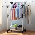 Premium Quality Double pole telescopic folding clothes rack with shelves ,clothes rack, double pole cloth rack, modern cloth rack,stainless steel cloth rack,cloth stand,Double Pole Telescopic Clothes Rail Mixer Mog. 
