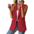 2024 Spring/Summer New Polo Collar Suit Vest Women's Style Commuter Sleeveless Cardigan Tank Top Women. 