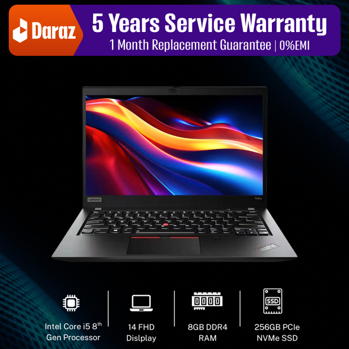 Lenovo ThinkPad T490s, 8th Gen Core i5, 8GB DDR4 RAM, 256GB SSD, 14“ FHD Display (Refurbished)