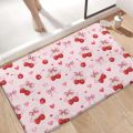 Strawberry Pattern Pink Door Mat Cute Floral Bowknot Entrance Rug Girly Home Decor Soft Non-Slip Welcome Carpet for Living Room.