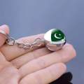 Pakistan Flag Keyring / Keychain - Patriotic Round Design. 