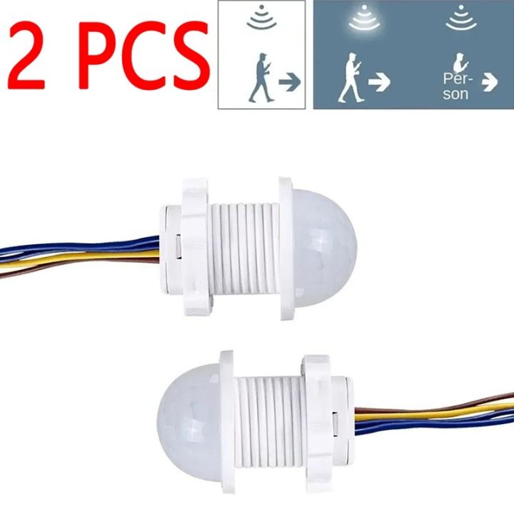 Uziurl 2-Pack PIR Motion Sensor Switch – 110-220V AC, 110° Sensing Angle, 4-6m Range, Delay 45s, Auto On/Off – For LED Lights & Fixtures