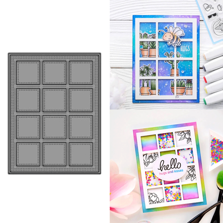 Square Frame Die Dotted Square Frame Metal Cutting Dies Embossing Diecut for Diy Card ...