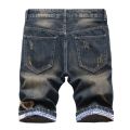Personalized Ripped Denim Shorts for Men, Retro and Nostalgic Hip-hop High Street Stretch Straight Fashion Short Jeans Male.