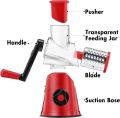Tabletop Drum Grater Stainless Steel 3 in 1 Multi-Functional Drum Rotary Vegetable Cutter Grater & Slicer with High Speed Rotary Cylinder. 