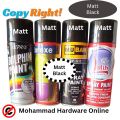 Acrylic Spray Paint (1 bottle only ), Mat Black & Black . For wood, metal, ceramic , plastic, glass, paper, Touchups on cars and bikes, arts and crafts, carboard. Available in dolphin, Win plus, mubah, colorexe, lotus and other brands. 