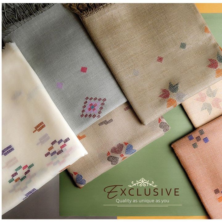 Wool Shawl with Khadi Motif for Winter - Warm and Elegant Winter Shawl for Girls